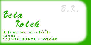 bela kolek business card